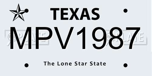 MPV1987 Texas License Plate