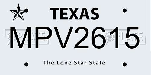 MPV2615 Texas License Plate