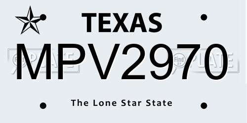 MPV2970 Texas License Plate