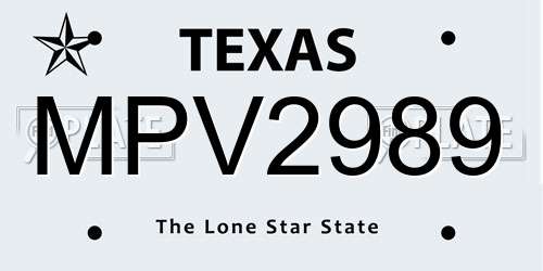 MPV2989 Texas License Plate