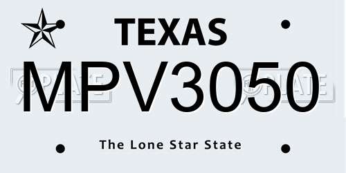 MPV3050 Texas License Plate