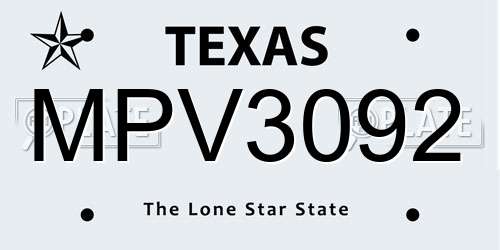 MPV3092 Texas License Plate