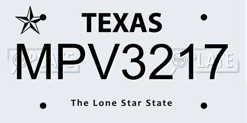 MPV3217 Texas License Plate