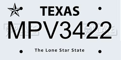 MPV3422 Texas License Plate