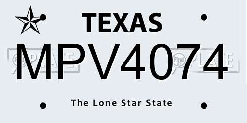 MPV4074 Texas License Plate