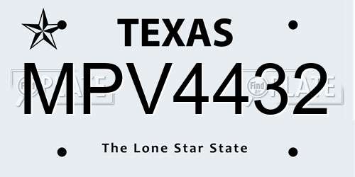 MPV4432 Texas License Plate