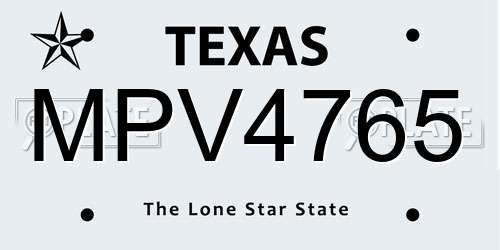 MPV4765 Texas License Plate
