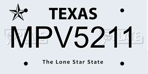 MPV5211 Texas License Plate