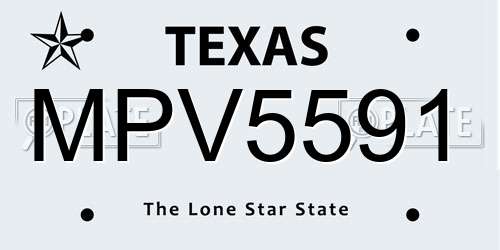 MPV5591 Texas License Plate