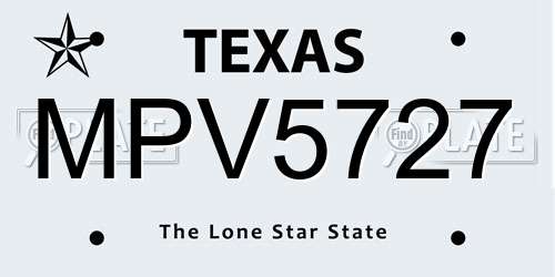 MPV5727 Texas License Plate