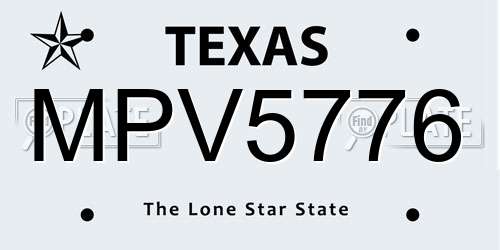 MPV5776 Texas License Plate