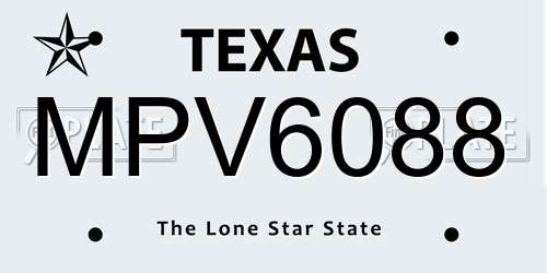 MPV6088 Texas License Plate