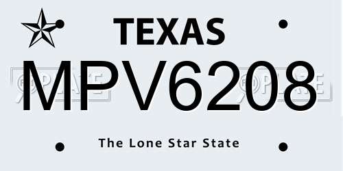 MPV6208 Texas License Plate
