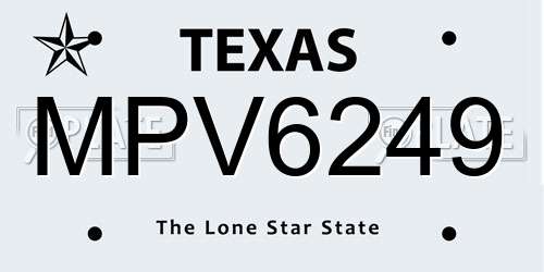 MPV6249 Texas License Plate