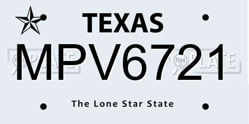 MPV6721 Texas License Plate