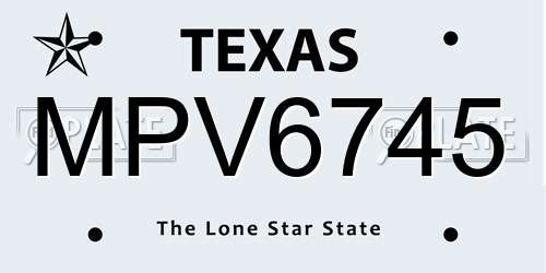 MPV6745 Texas License Plate
