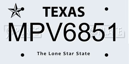 MPV6851 Texas License Plate