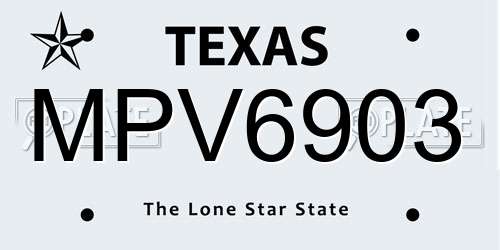 MPV6903 Texas License Plate