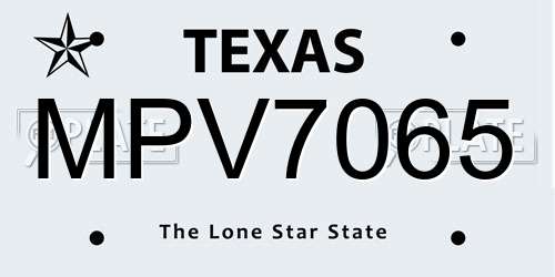 MPV7065 Texas License Plate