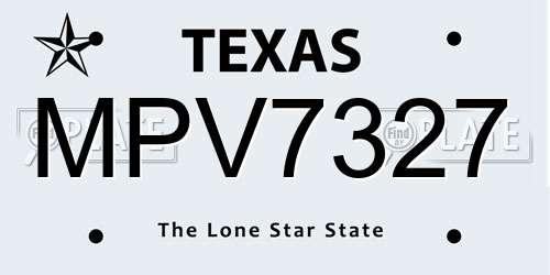 MPV7327 Texas License Plate
