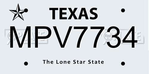 MPV7734 Texas License Plate