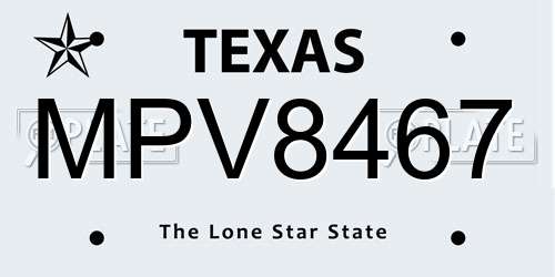 MPV8467 Texas License Plate