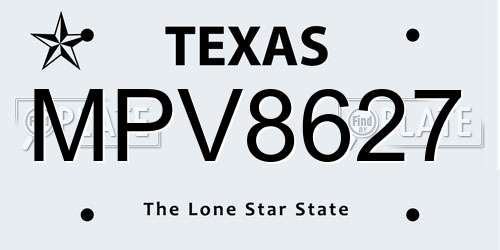 MPV8627 Texas License Plate
