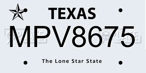 MPV8675 Texas License Plate