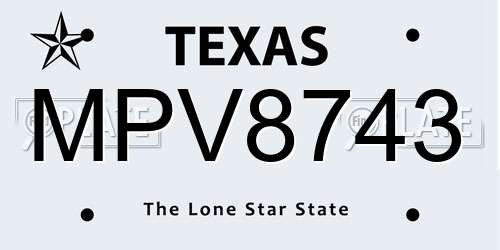MPV8743 Texas License Plate