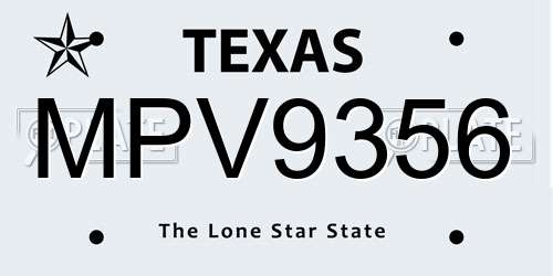 MPV9356 Texas License Plate