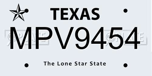 MPV9454 Texas License Plate