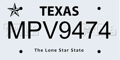 MPV9474 Texas License Plate