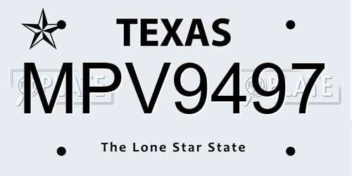 MPV9497 Texas License Plate