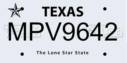 MPV9642 Texas License Plate