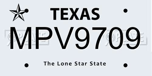 MPV9709 Texas License Plate
