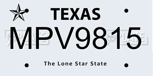 MPV9815 Texas License Plate