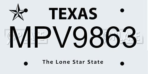 MPV9863 Texas License Plate