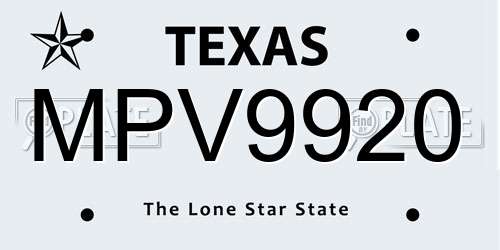 MPV9920 Texas License Plate