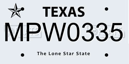 MPW0335 Texas License Plate