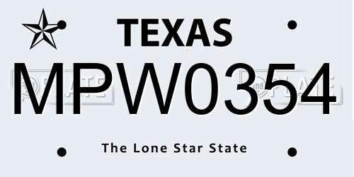 MPW0354 Texas License Plate