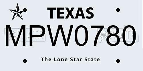 MPW0780 Texas License Plate