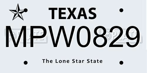 MPW0829 Texas License Plate