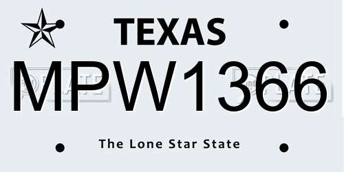 MPW1366 Texas License Plate