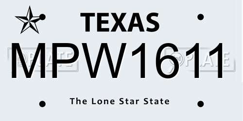 MPW1611 Texas License Plate