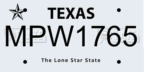 MPW1765 Texas License Plate