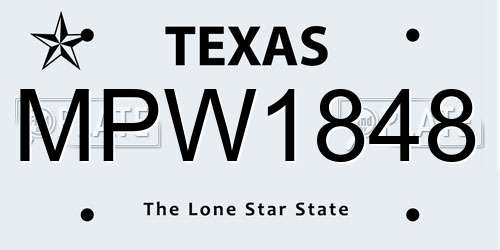 MPW1848 Texas License Plate