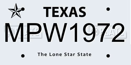 MPW1972 Texas License Plate