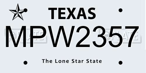 MPW2357 Texas License Plate