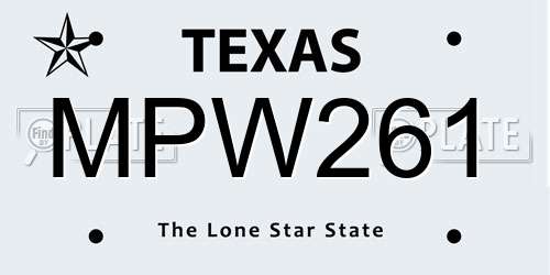 MPW261 Texas License Plate