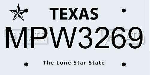 MPW3269 Texas License Plate